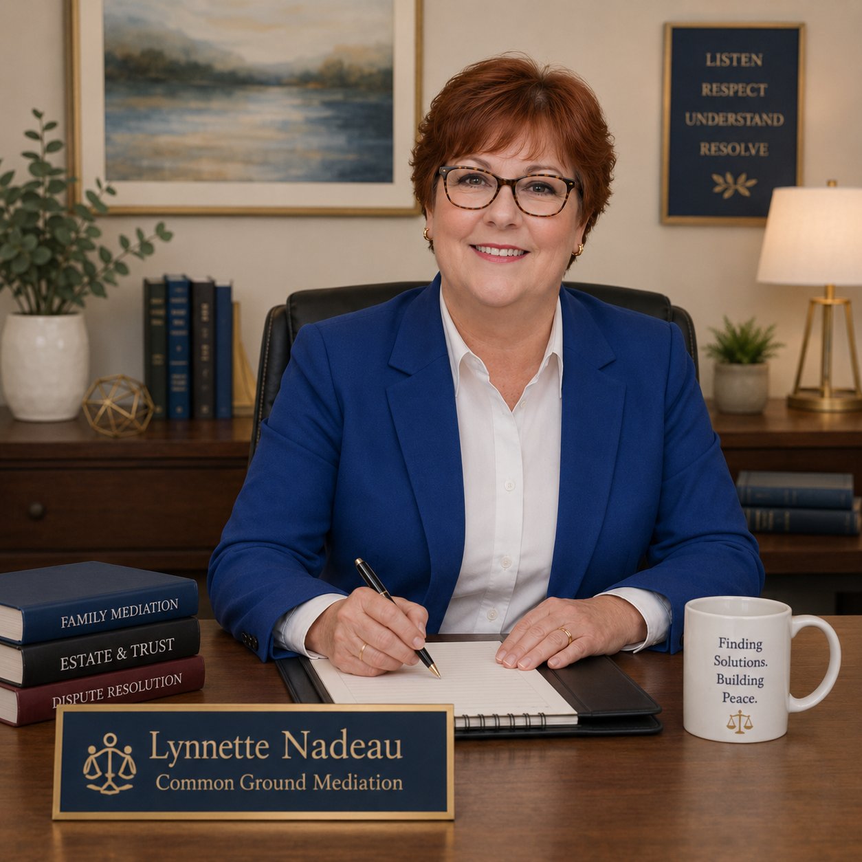 Lynnette Nadeau, Texas Mediator at her desk