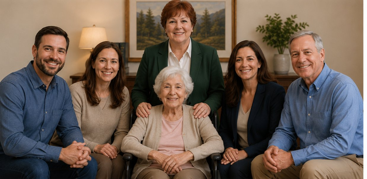 Family reaching agreement on elder care with mediator Lynnette Nadeau Texas