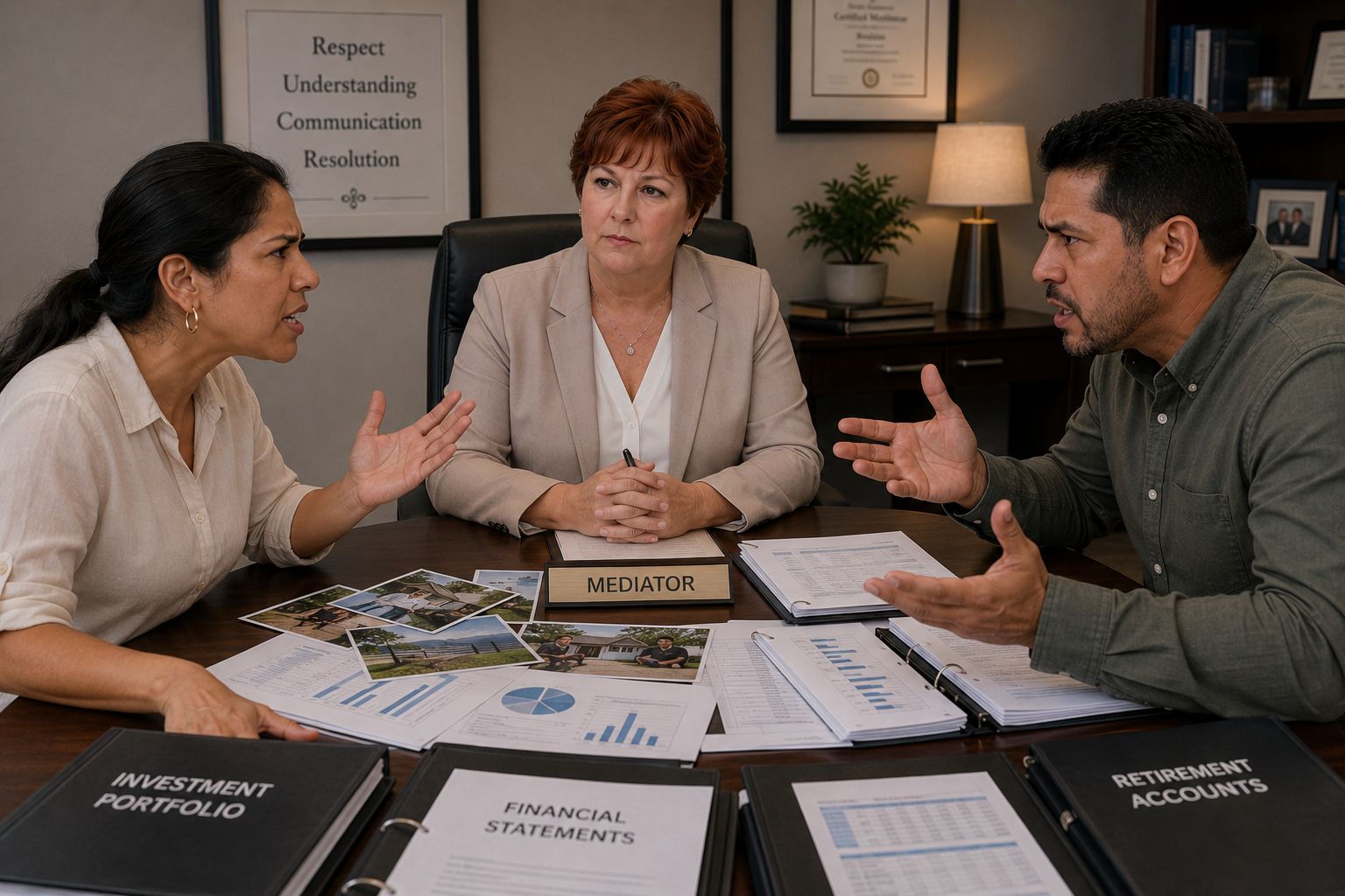 Couple in dispute during mediation session